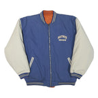 Mens Blue & Cream Hartwick Creeks College Bomber Jacket L Polyester Blend Zip