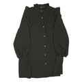 ZARA Womens Green Dress Polyester Blend Long Sleeve Mini Ruffle Collar Button