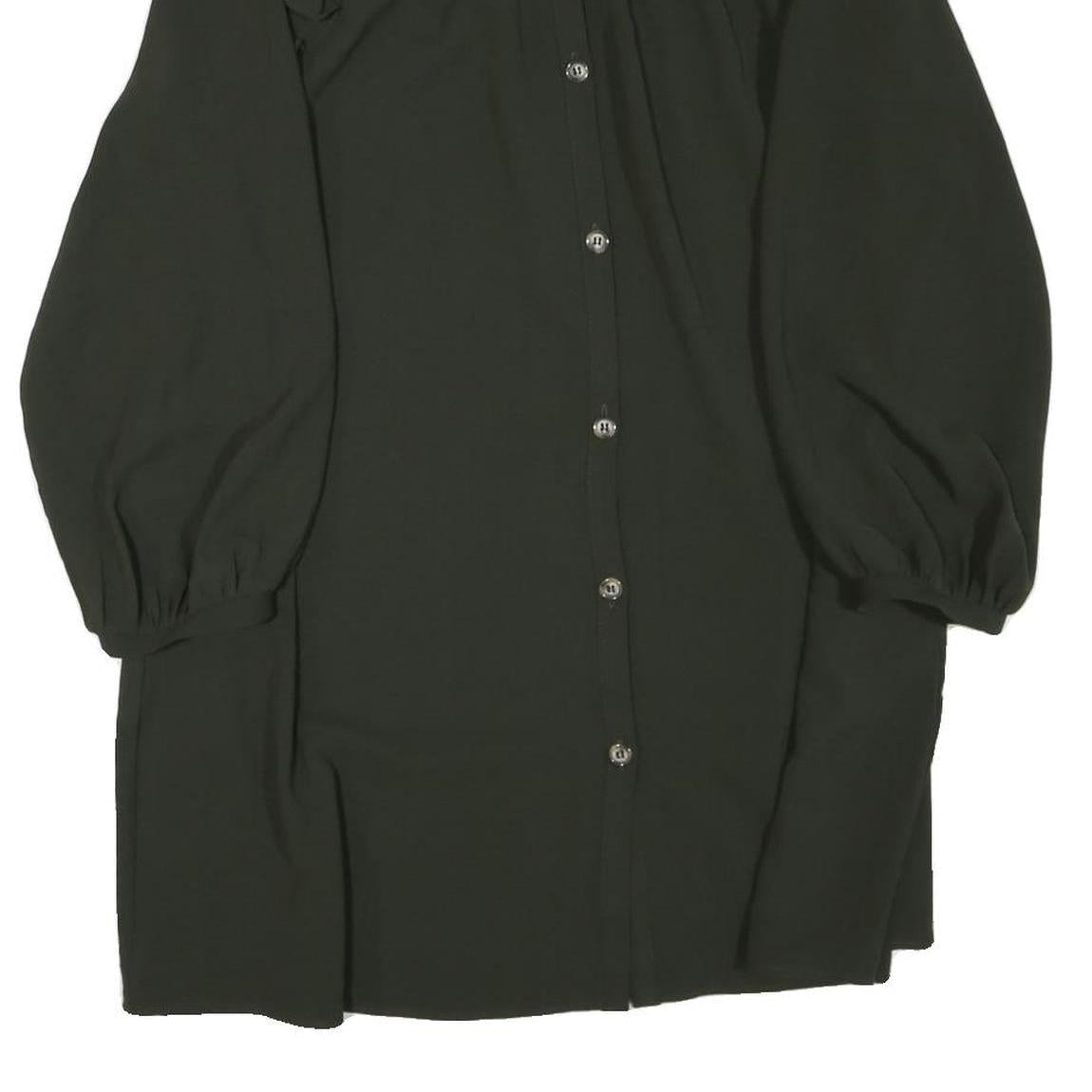 ZARA Womens Green Dress Polyester Blend Long Sleeve Mini Ruffle Collar Button