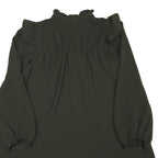 ZARA Womens Green Dress Polyester Blend Long Sleeve Mini Ruffle Collar Button