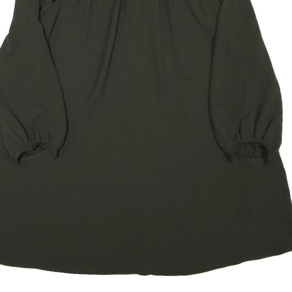 ZARA Womens Green Dress Polyester Blend Long Sleeve Mini Ruffle Collar Button
