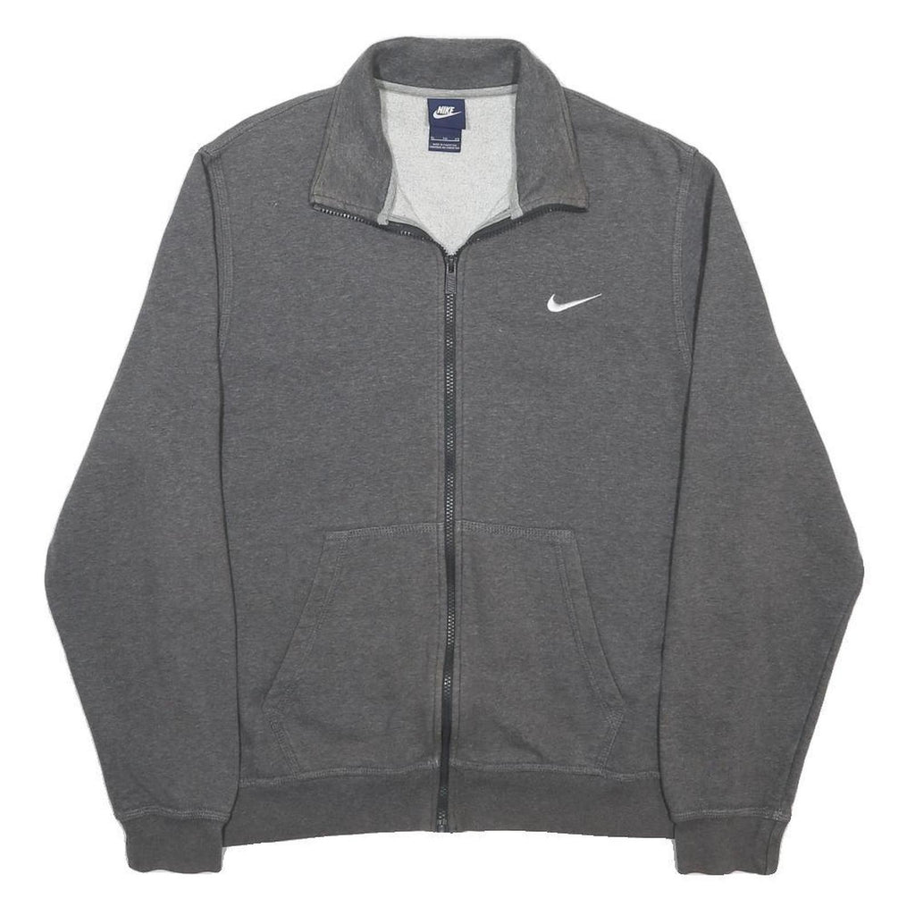 NIKE Mens Grey Cotton Blend Zip Jacket XL Plain Classic Sportswear