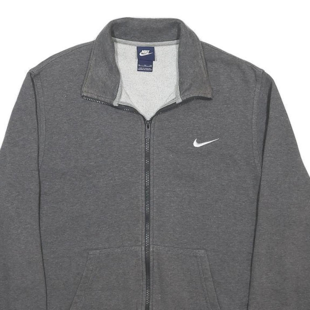 NIKE Mens Grey Cotton Blend Zip Jacket XL Plain Classic Sportswear