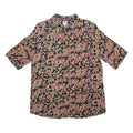 DW SHOP Womens Black Pink Floral Cotton Blend Shirt Short Sleeve Collared L