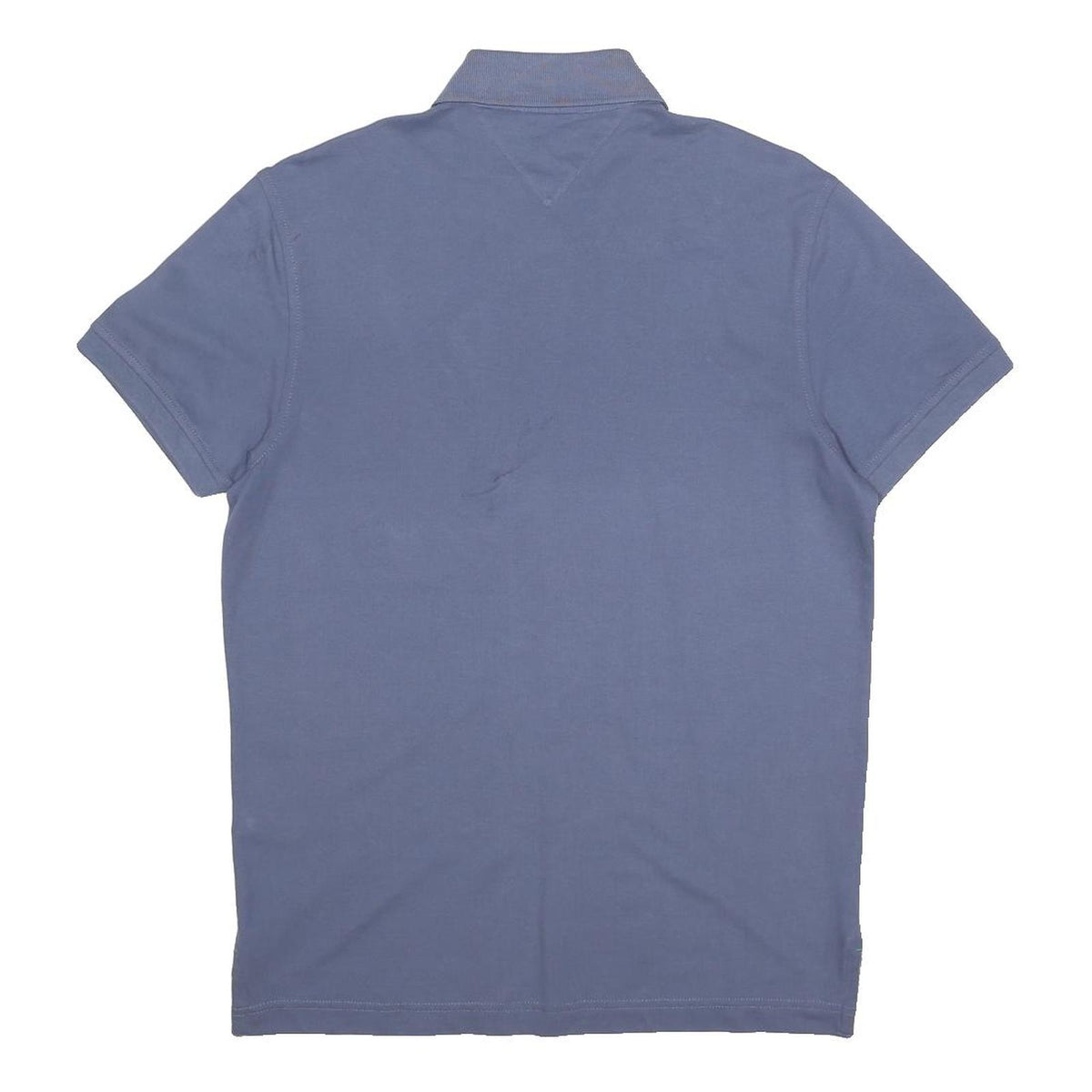 TOMMY HILFIGER Mens Blue Short Sleeve Plain Polo Shirt S Cotton Blend Casual
