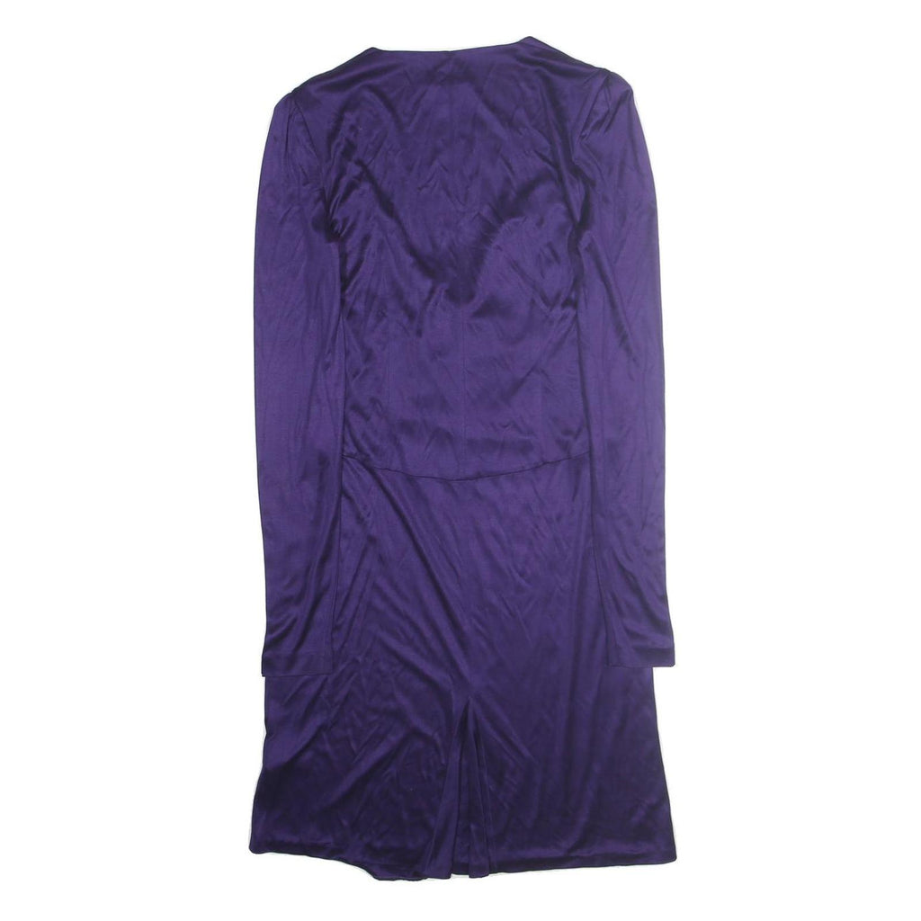 ESCADA Womens Purple Evening Dress Polyester Long Sleeve Midi Size L Elegant