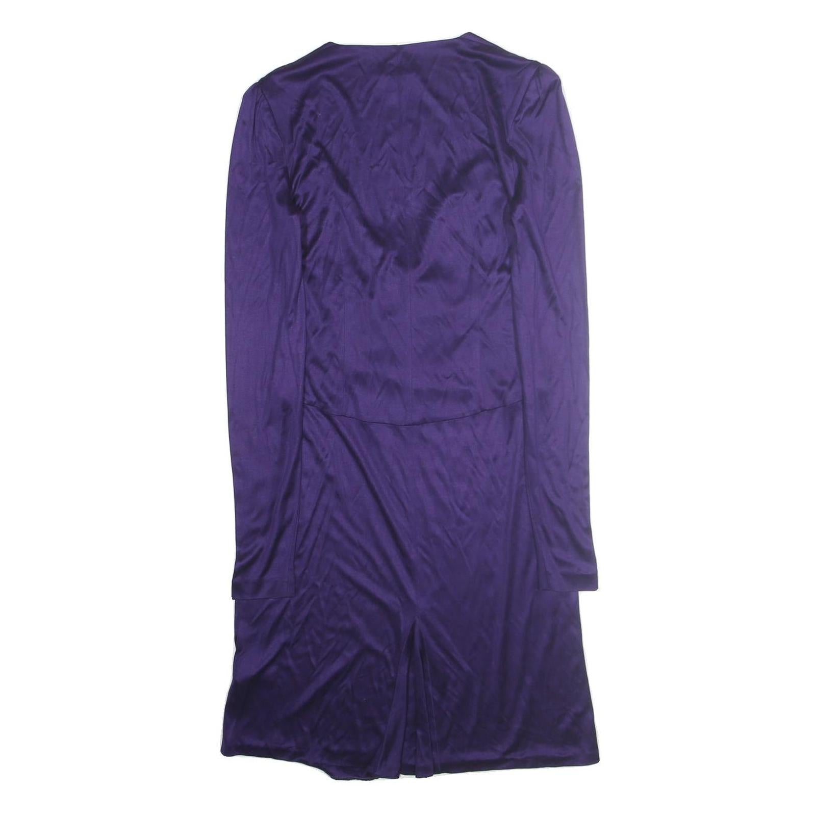 ESCADA Womens Purple Evening Dress Polyester Long Sleeve Midi Size L Elegant