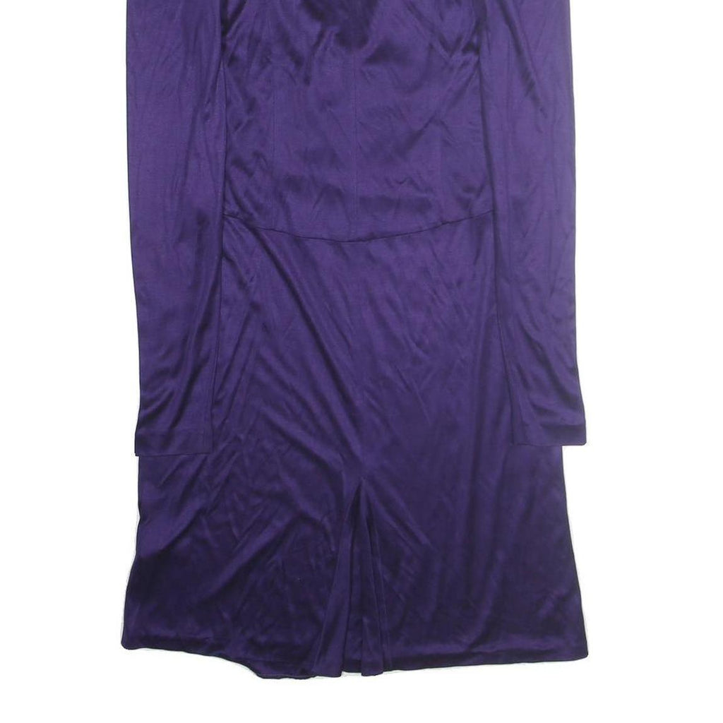 ESCADA Womens Purple Evening Dress Polyester Long Sleeve Midi Size L Elegant