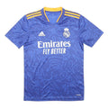 ADIDAS Mens Blue & Yellow 2021-22 Real Madrid Away Shirt S Short Sleeve V-Neck