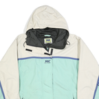 HELLY HANSEN Womens White & Mint Outdoor Jacket L Polyester Blend Zip Hooded