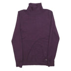 CALVIN KLEIN Womens Purple Plain Pullover Roll Neck Basic Knit M Soft Jumper
