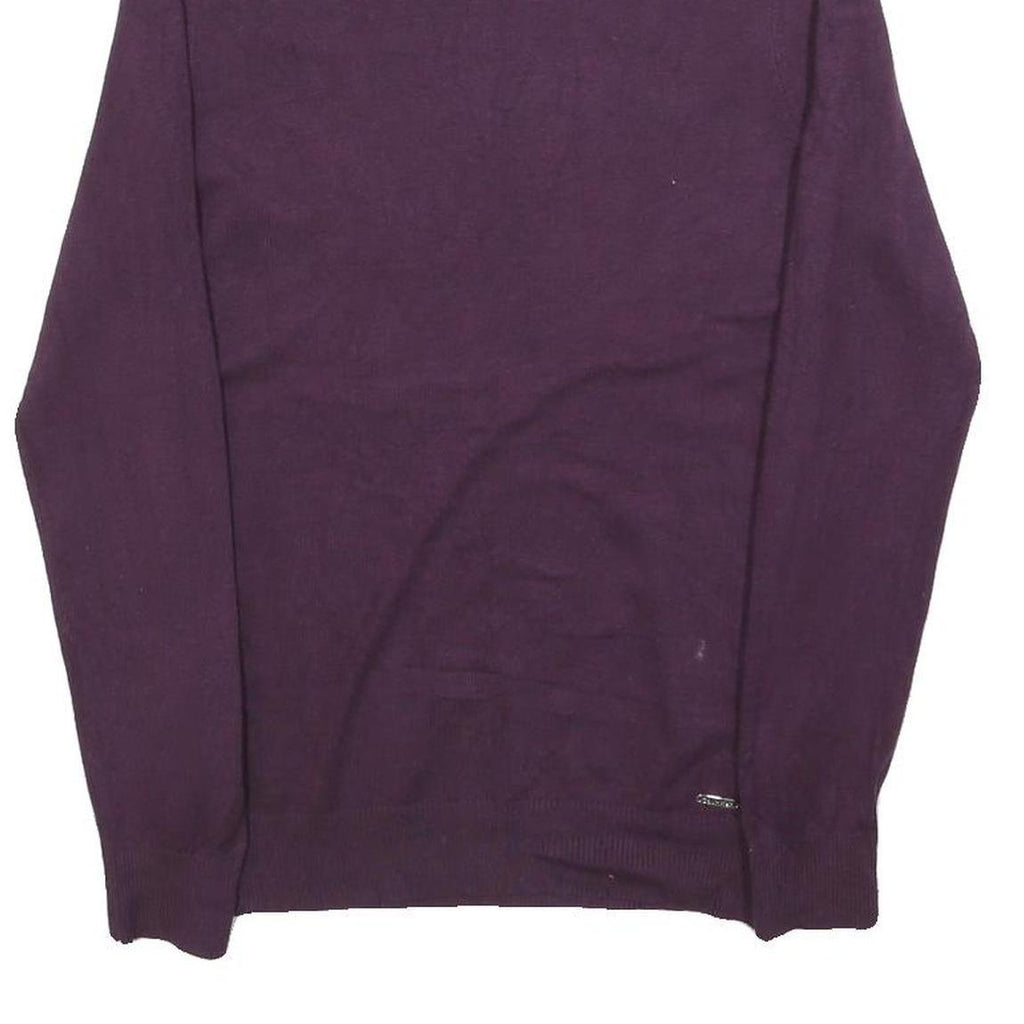 CALVIN KLEIN Womens Purple Plain Pullover Roll Neck Basic Knit M Soft Jumper