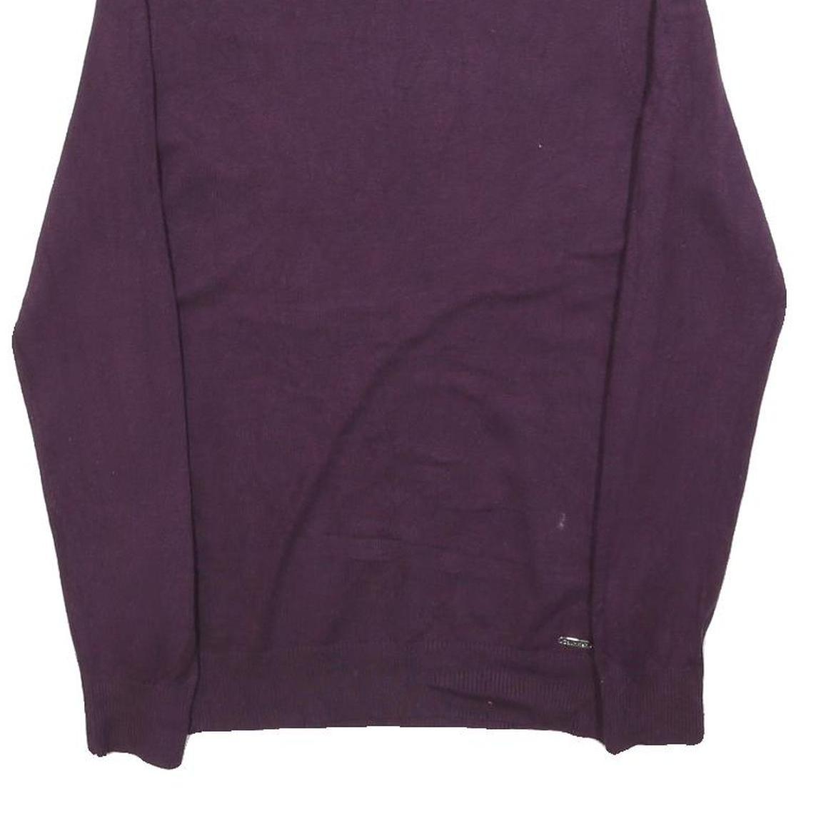 CALVIN KLEIN Womens Purple Plain Pullover Roll Neck Basic Knit M Soft Jumper