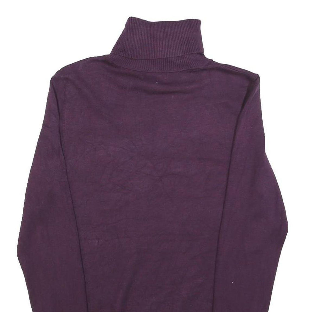 CALVIN KLEIN Womens Purple Plain Pullover Roll Neck Basic Knit M Soft Jumper