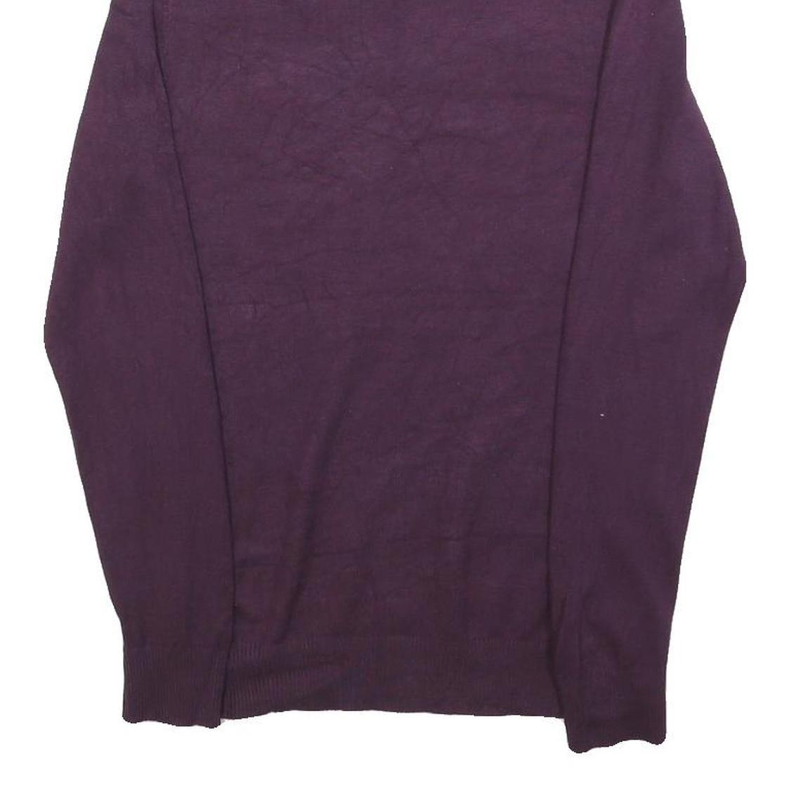 CALVIN KLEIN Womens Purple Plain Pullover Roll Neck Basic Knit M Soft Jumper