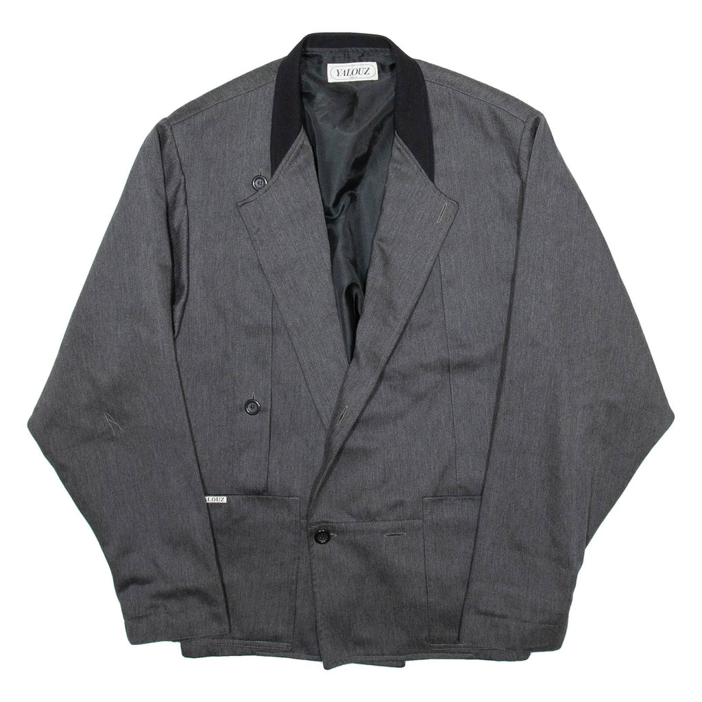 YALOUZ Mens Blazer Jacket Grey M