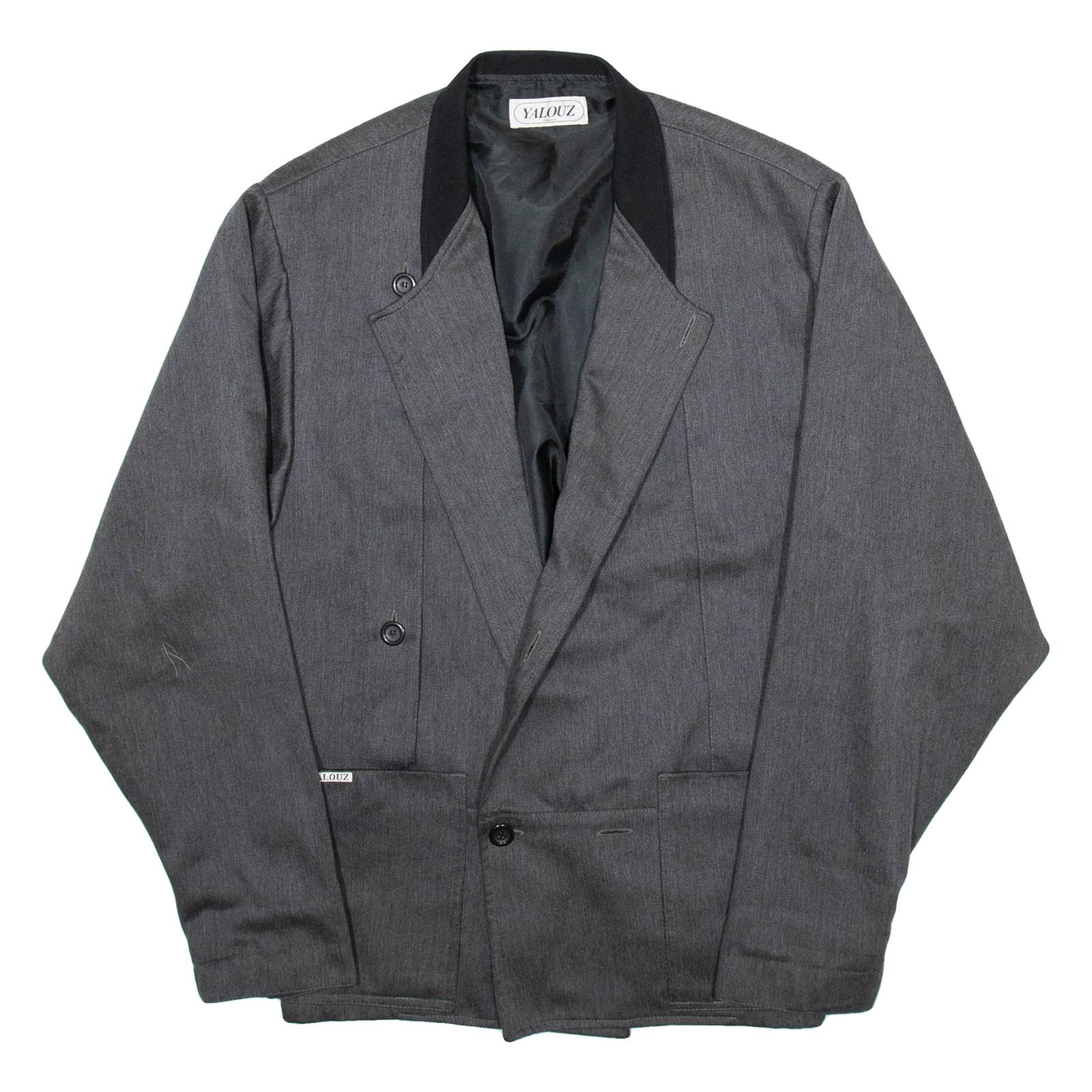 YALOUZ Mens Blazer Jacket Grey M