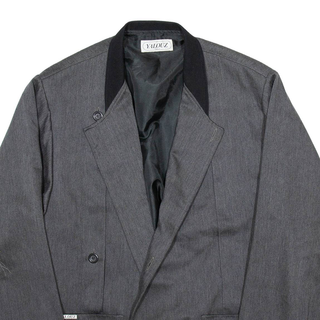 YALOUZ Mens Blazer Jacket Grey M