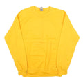 GILDAN Mens Yellow Crew Neck S Cotton Blend Plain Sweatshirt Casual Wear