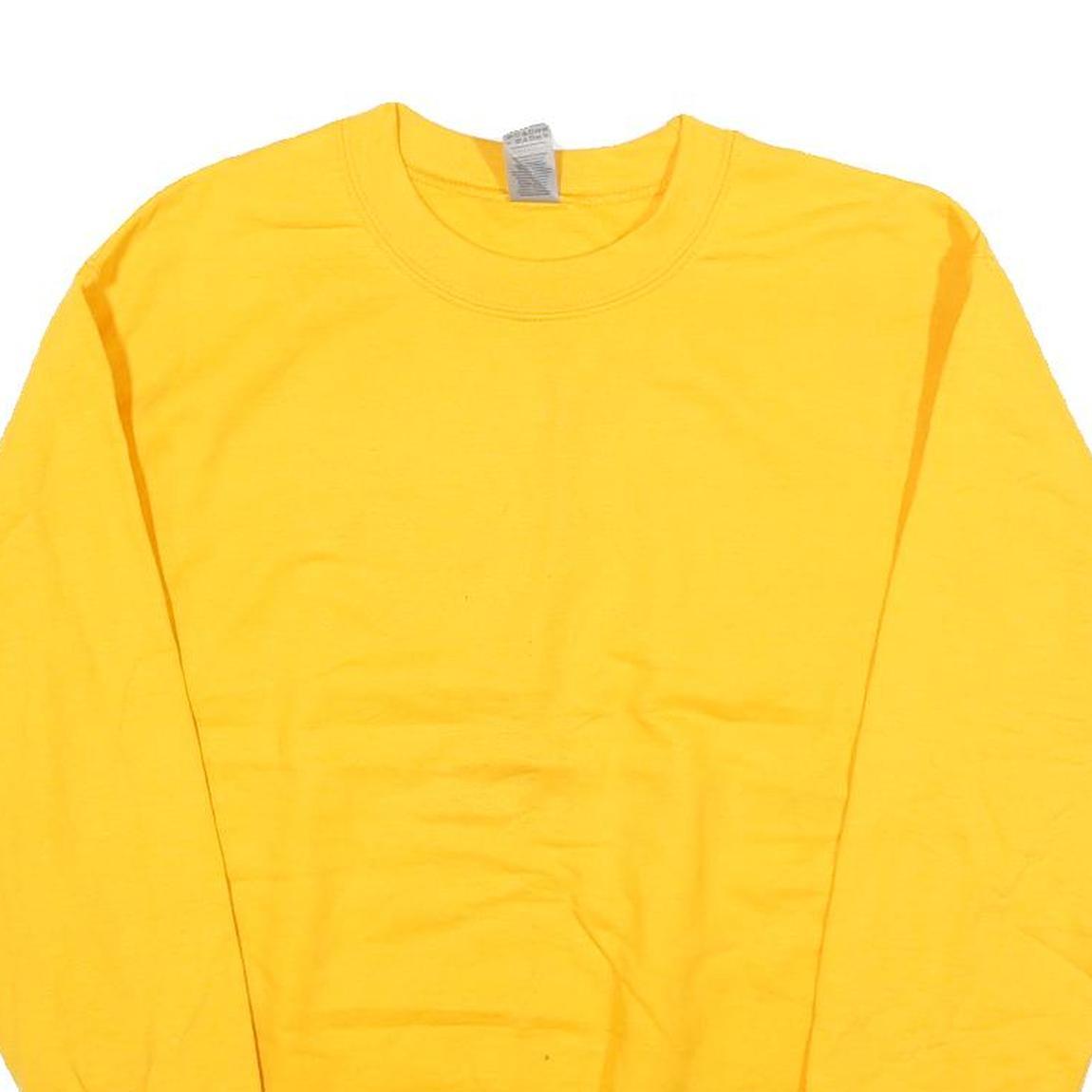 GILDAN Mens Yellow Crew Neck S Cotton Blend Plain Sweatshirt Casual Wear