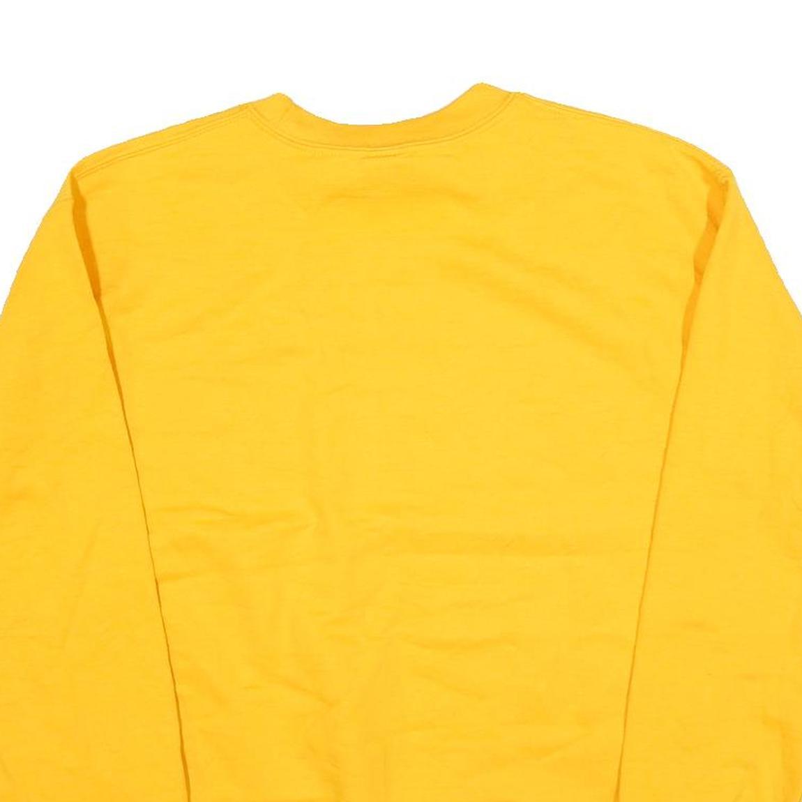 GILDAN Mens Yellow Crew Neck S Cotton Blend Plain Sweatshirt Casual Wear