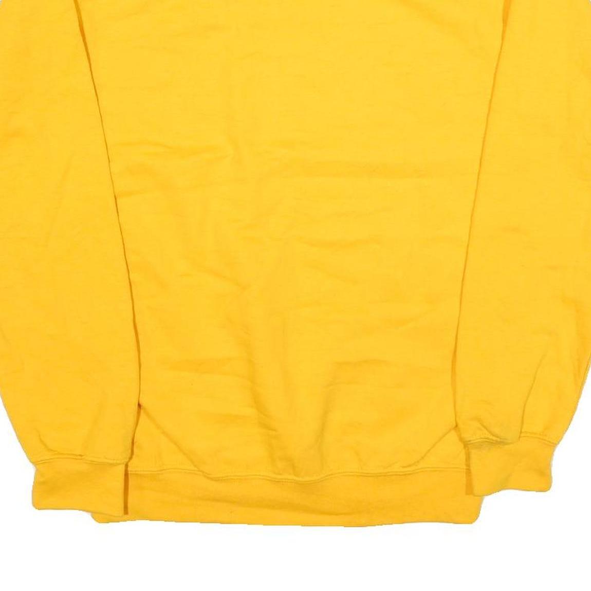 GILDAN Mens Yellow Crew Neck S Cotton Blend Plain Sweatshirt Casual Wear