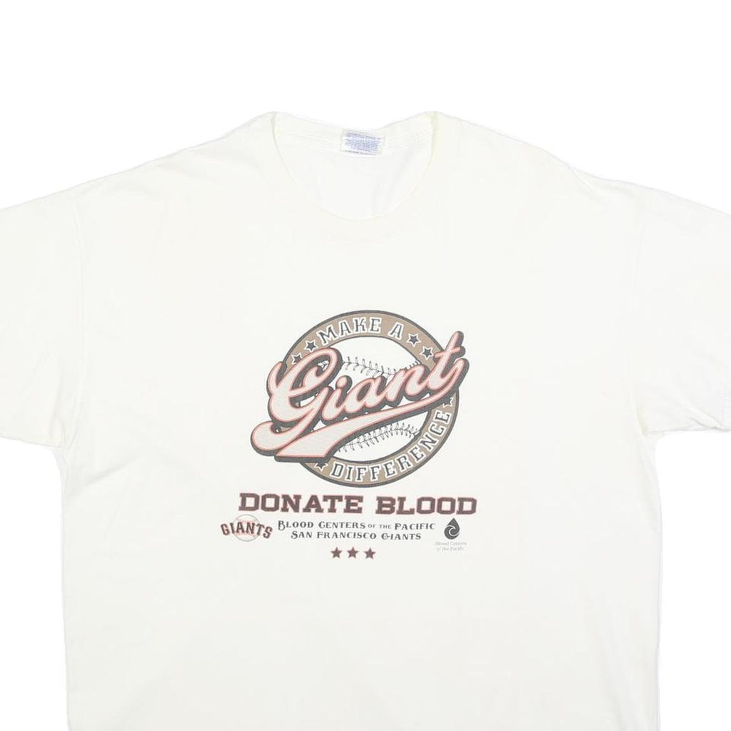 HANES Mens White Make A Giant Difference Graphic T-Shirt XL Short Sleeve Crew