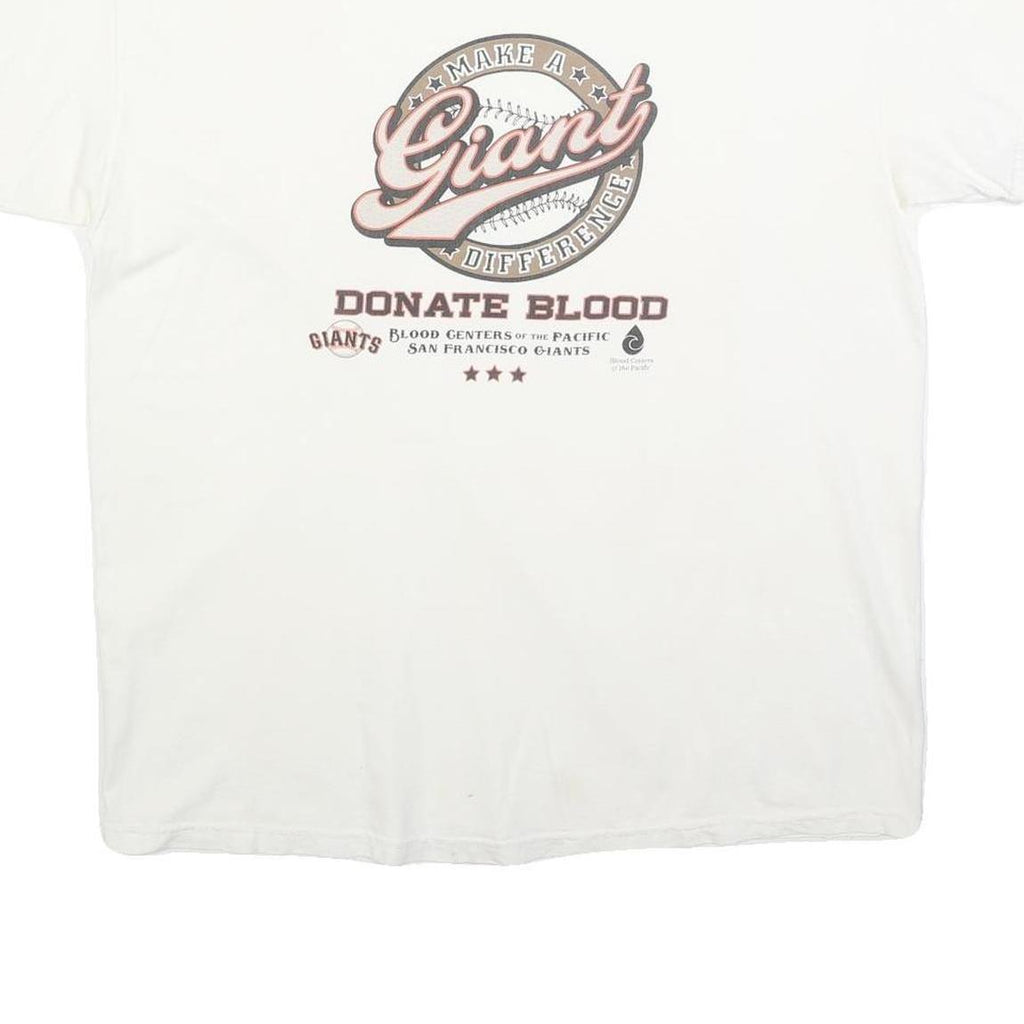 HANES Mens White Make A Giant Difference Graphic T-Shirt XL Short Sleeve Crew