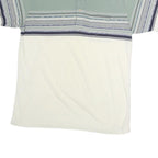 PALMLAND CLUB Mens Green & Cream Striped Short Sleeve M Cotton Polo Shirt Casual