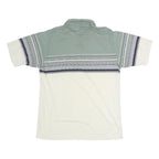 PALMLAND CLUB Mens Green & Cream Striped Short Sleeve M Cotton Polo Shirt Casual
