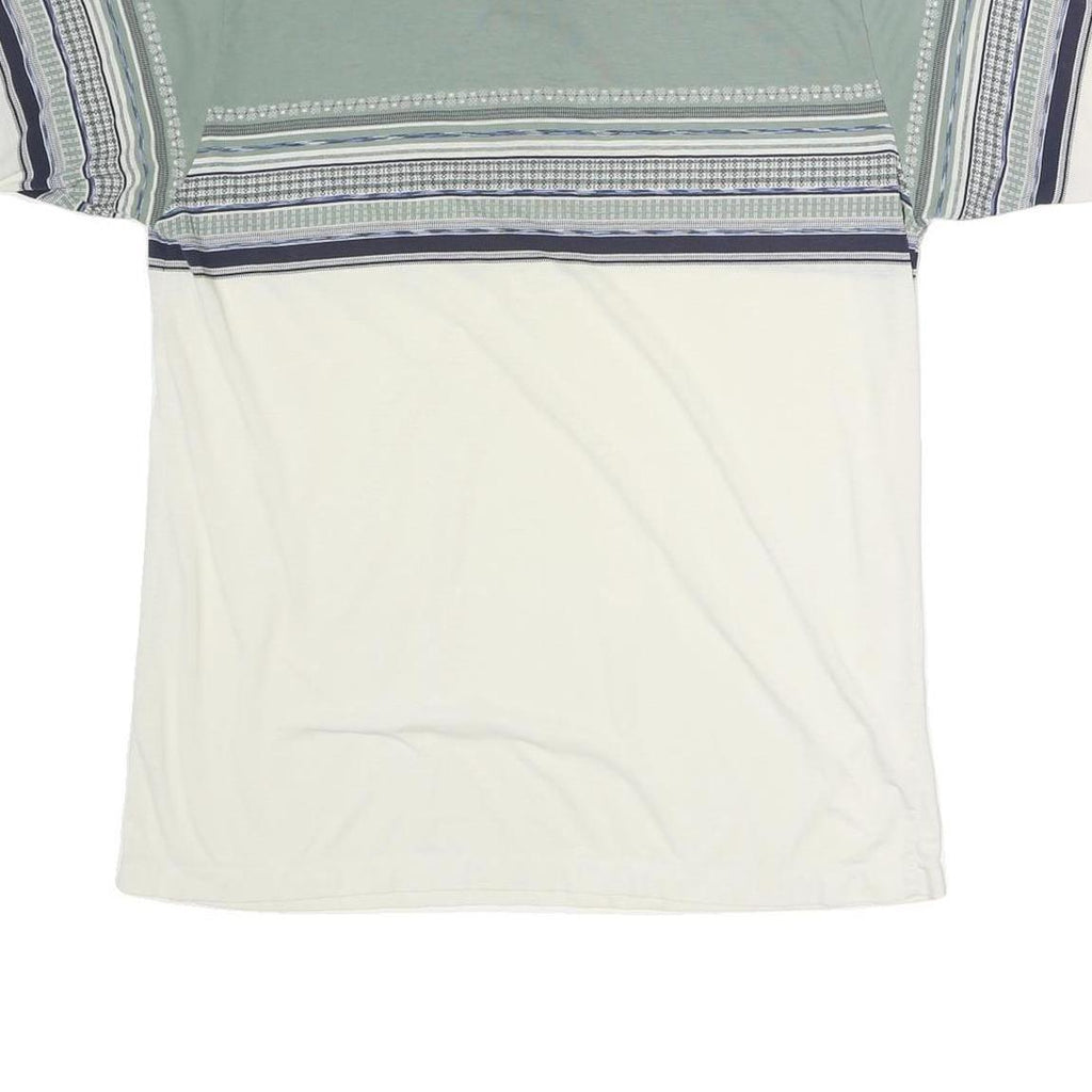 PALMLAND CLUB Mens Green & Cream Striped Short Sleeve M Cotton Polo Shirt Casual