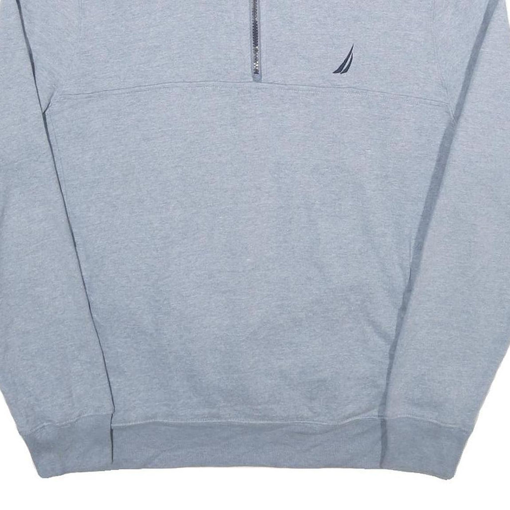 NAUTICA Mens Grey Quarter Zip M Sweatshirt Cotton Blend Pullover Casual