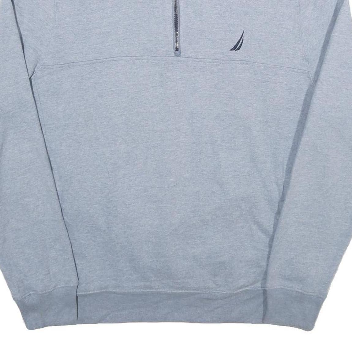NAUTICA Mens Grey Quarter Zip M Sweatshirt Cotton Blend Pullover Casual