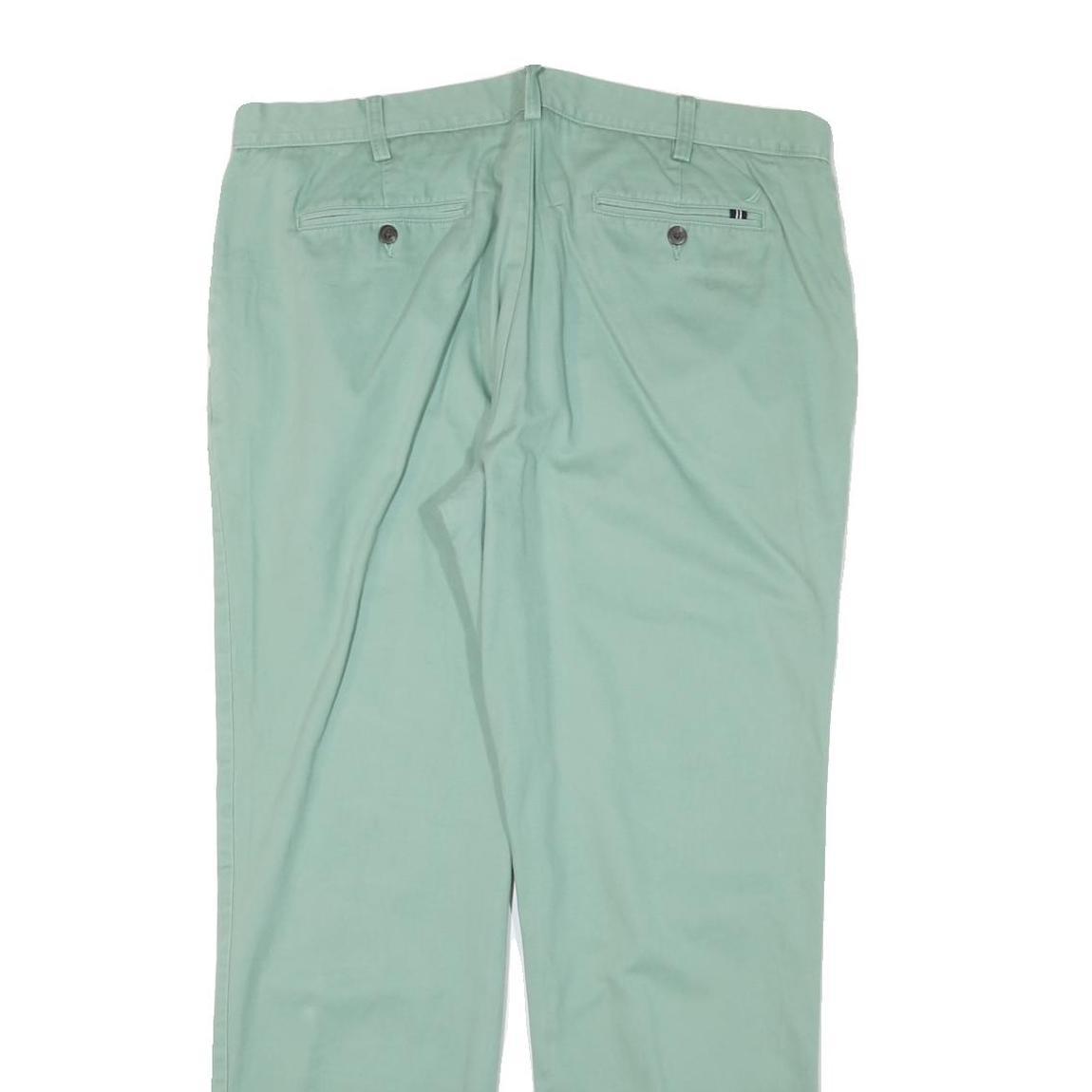 NAUTICA Mens Regular Fit Cotton Blend Green Zip Trousers W38 L31 Casual Wear
