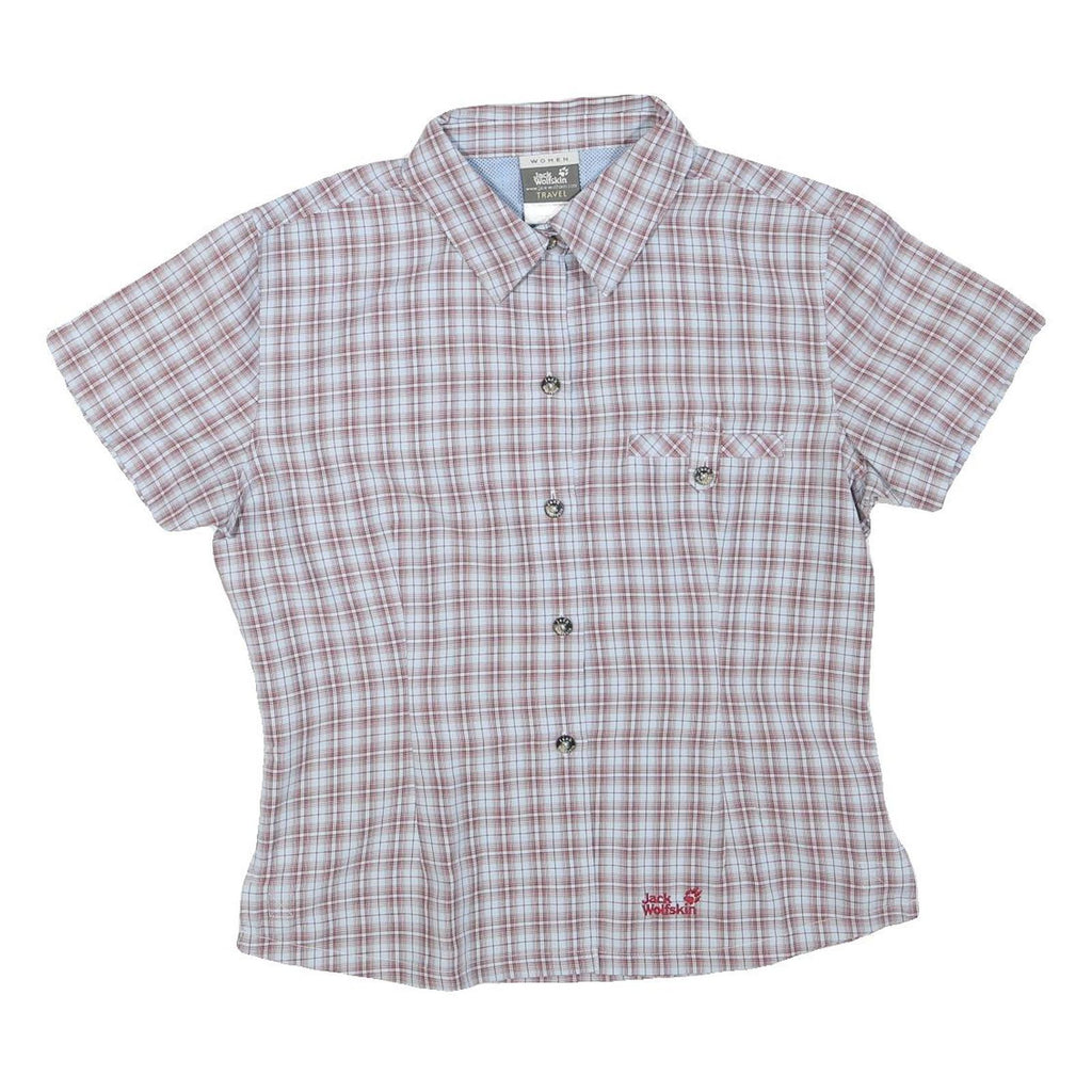 JACK WOLFSKIN Womens Beige & Red Travel Check Shirt S Lightweight Summer Casual
