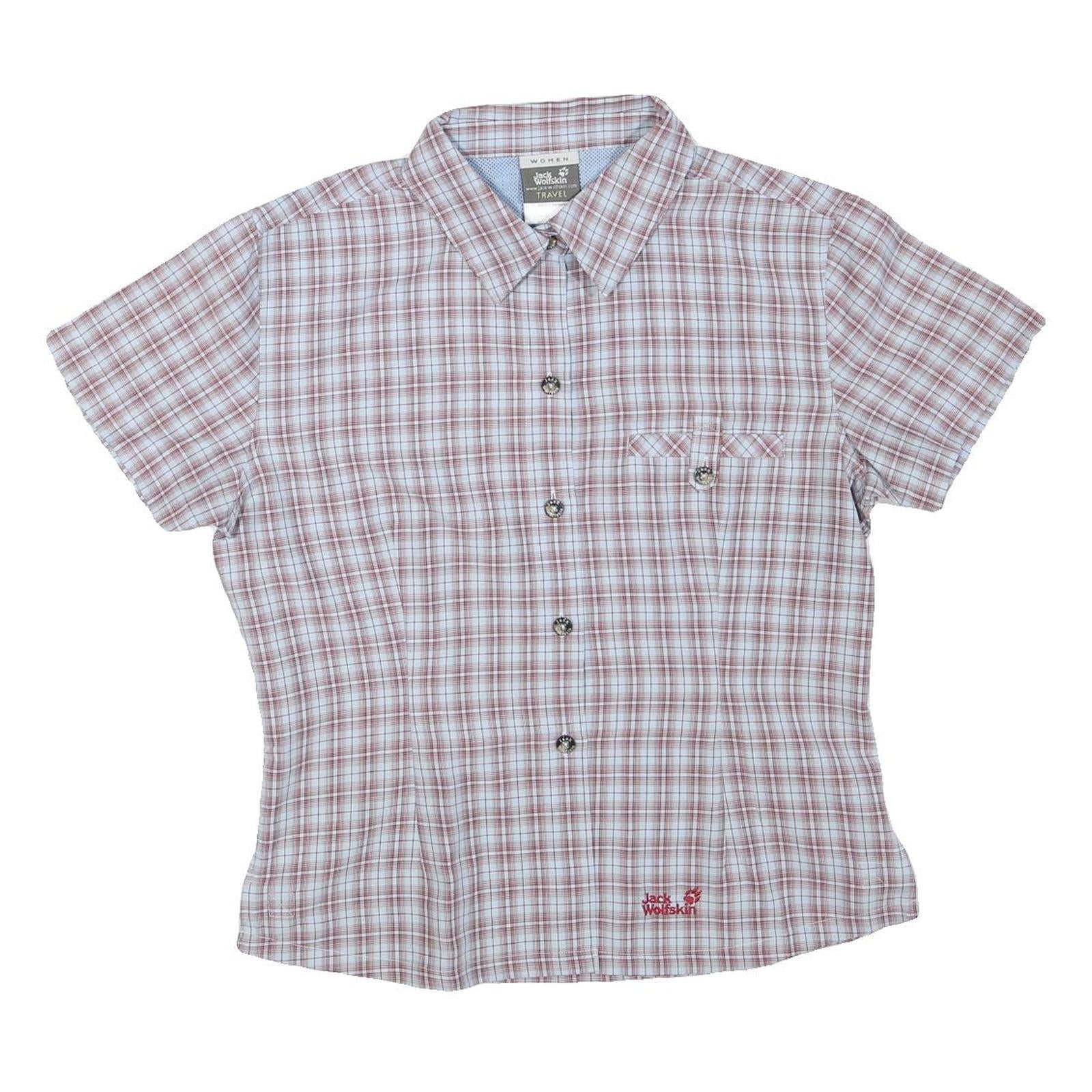JACK WOLFSKIN Womens Beige & Red Travel Check Shirt S Lightweight Summer Casual