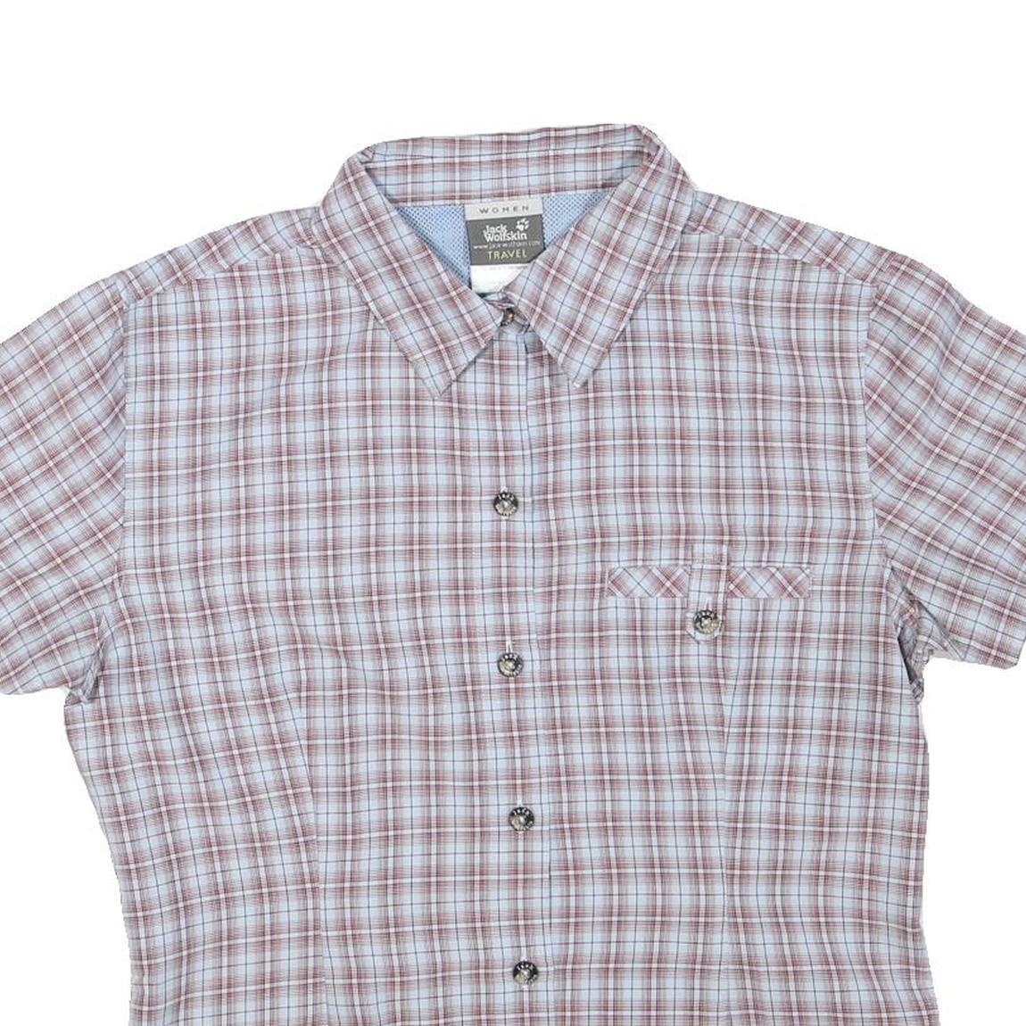 JACK WOLFSKIN Womens Beige & Red Travel Check Shirt S Lightweight Summer Casual