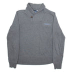 TOMMY HILFIGER Mens Jumper Grey Button Neck Tight Knit S