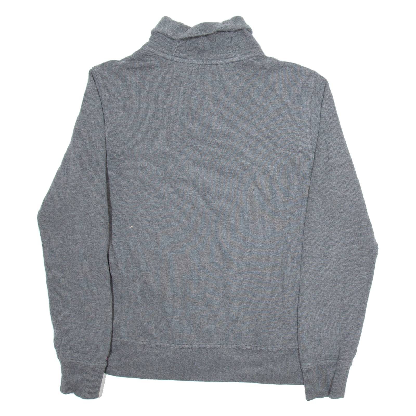 TOMMY HILFIGER Mens Jumper Grey Button Neck Tight Knit S