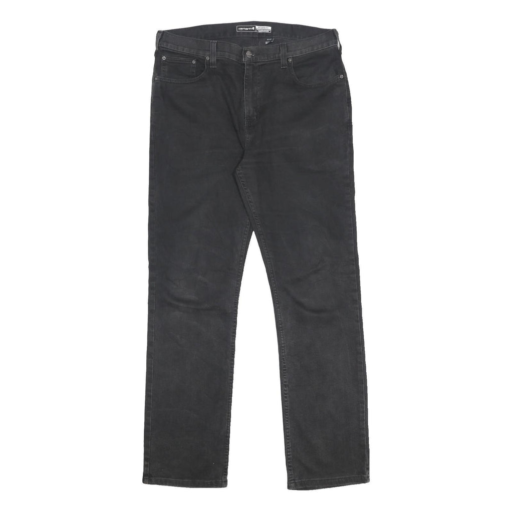 CARHARTT Mens Jeans Black Relaxed Straight Denim Medium W36 L34 Durable Casual