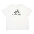 ADIDAS Mens White Camo Logo Graphic T-Shirt 2XL Short Sleeve Crew Neck Casual