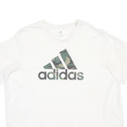 ADIDAS Mens White Camo Logo Graphic T-Shirt 2XL Short Sleeve Crew Neck Casual