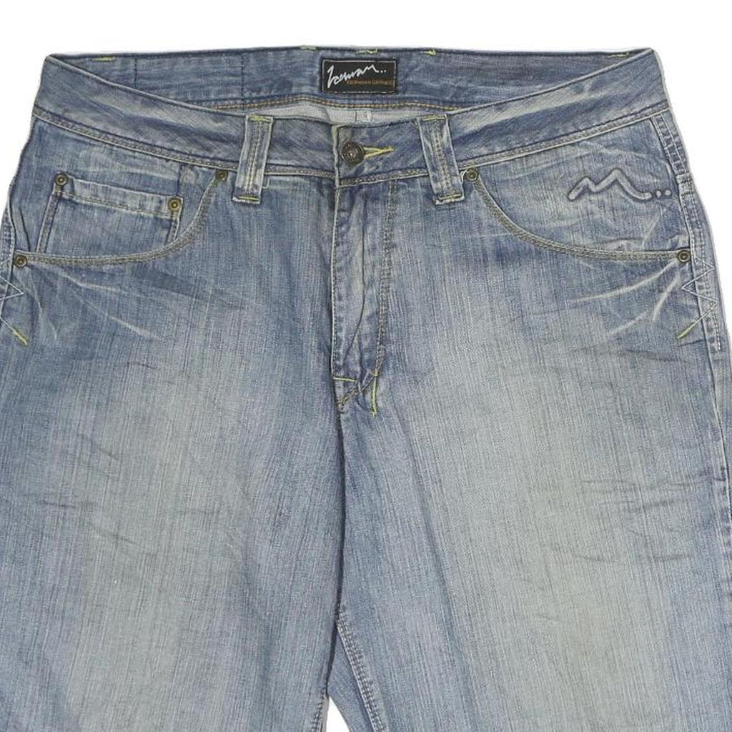 Mens Denim Blue Casual Shorts M W36 Cotton Relaxed Fit Stylish Pockets