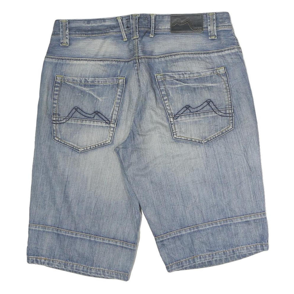 Mens Denim Blue Casual Shorts M W36 Cotton Relaxed Fit Stylish Pockets