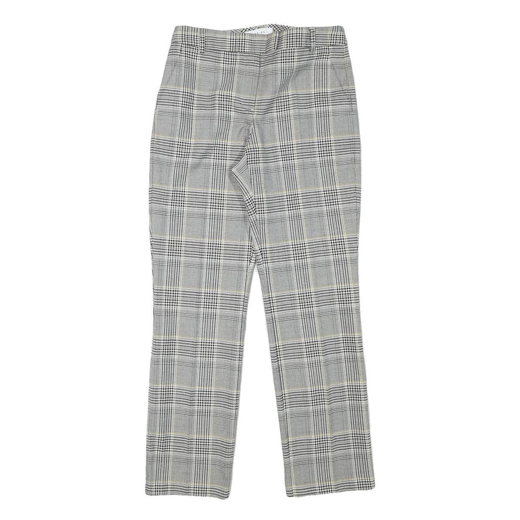 REISS Womens Slim Grey & Beige Check Trousers W27 L27 Elegant Workwear