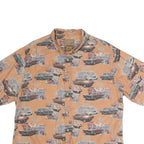 BUCKHORN RIVER Mens Orange Graphic Cotton Shirt L Classic Fit Short Sleeve