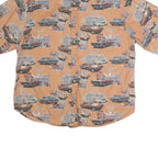 BUCKHORN RIVER Mens Orange Graphic Cotton Shirt L Classic Fit Short Sleeve