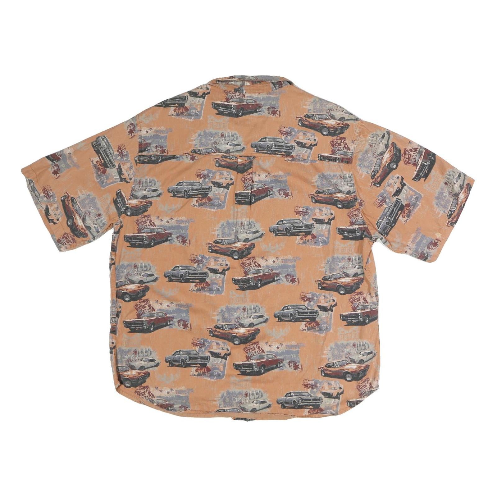 BUCKHORN RIVER Mens Orange Graphic Cotton Shirt L Classic Fit Short Sleeve