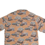 BUCKHORN RIVER Mens Orange Graphic Cotton Shirt L Classic Fit Short Sleeve