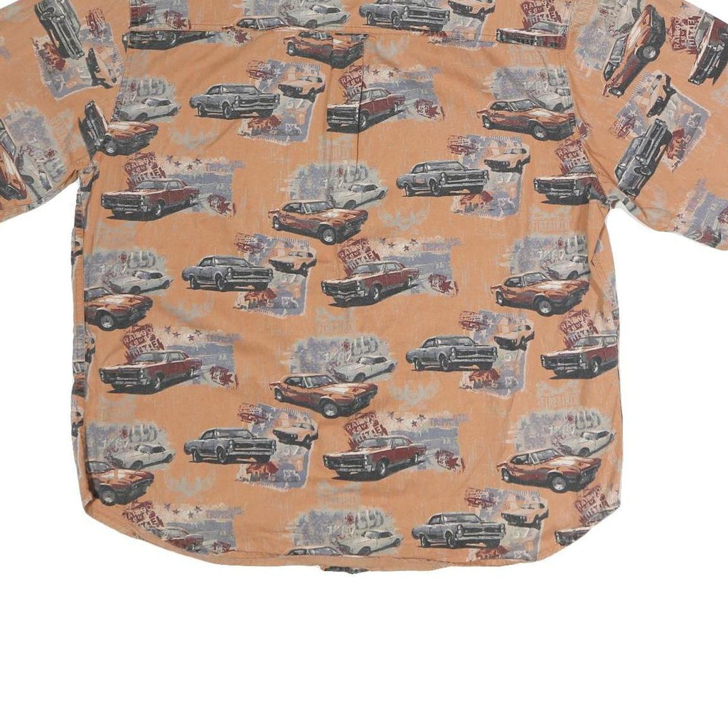 BUCKHORN RIVER Mens Orange Graphic Cotton Shirt L Classic Fit Short Sleeve